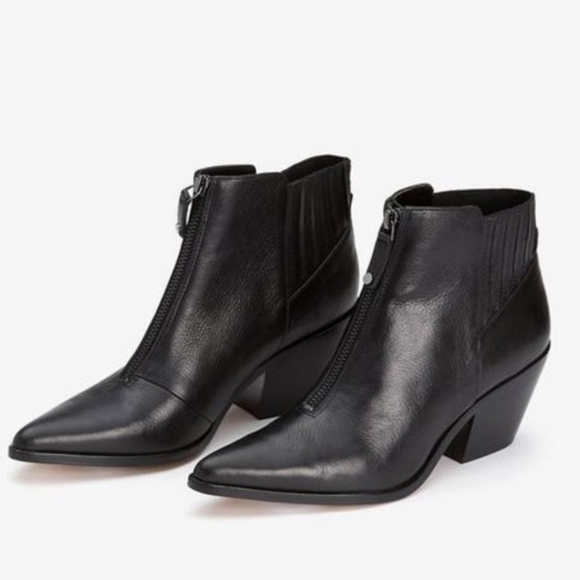 ANTHROPOLOGIE, Avec Les Fellis, Size 6.5 Zip Upp Black Leather Bootie, Euc - Picture 5 of 14